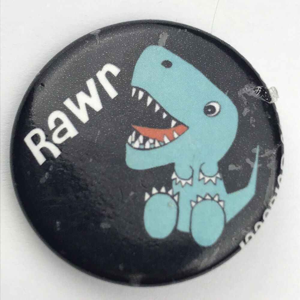 Trey Guidotti Pin Button Pinback Vintage Rawr Dinosaur Graphic Humorous